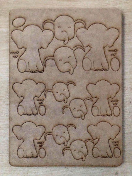 Elephant Layering A4 Lasercut Embellishment Sheet