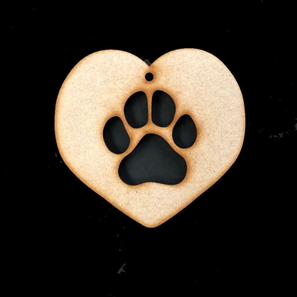 1 x Heart with Paw Print Tag