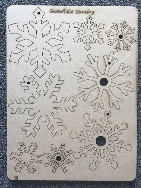 Snowflake Bunting A4 Lasercut Embellishment Sheet