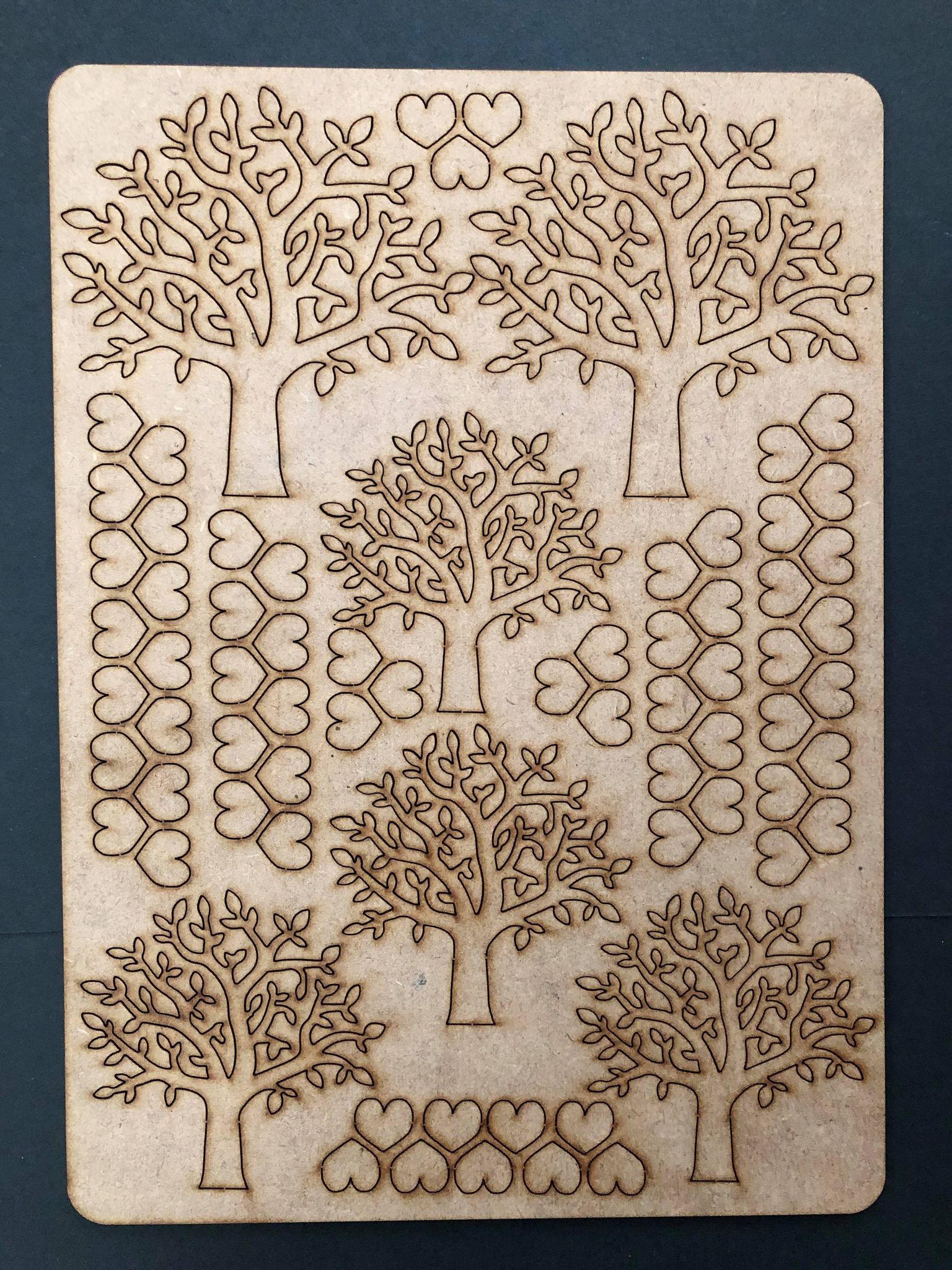Family Tree and Hearts A4 Lasercut Embellishment Sheet