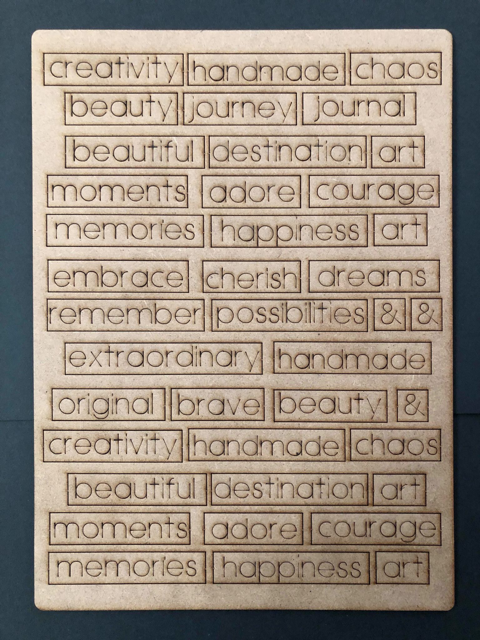 Journal Word-Tabs A4 Lasercut Embellishment Sheet