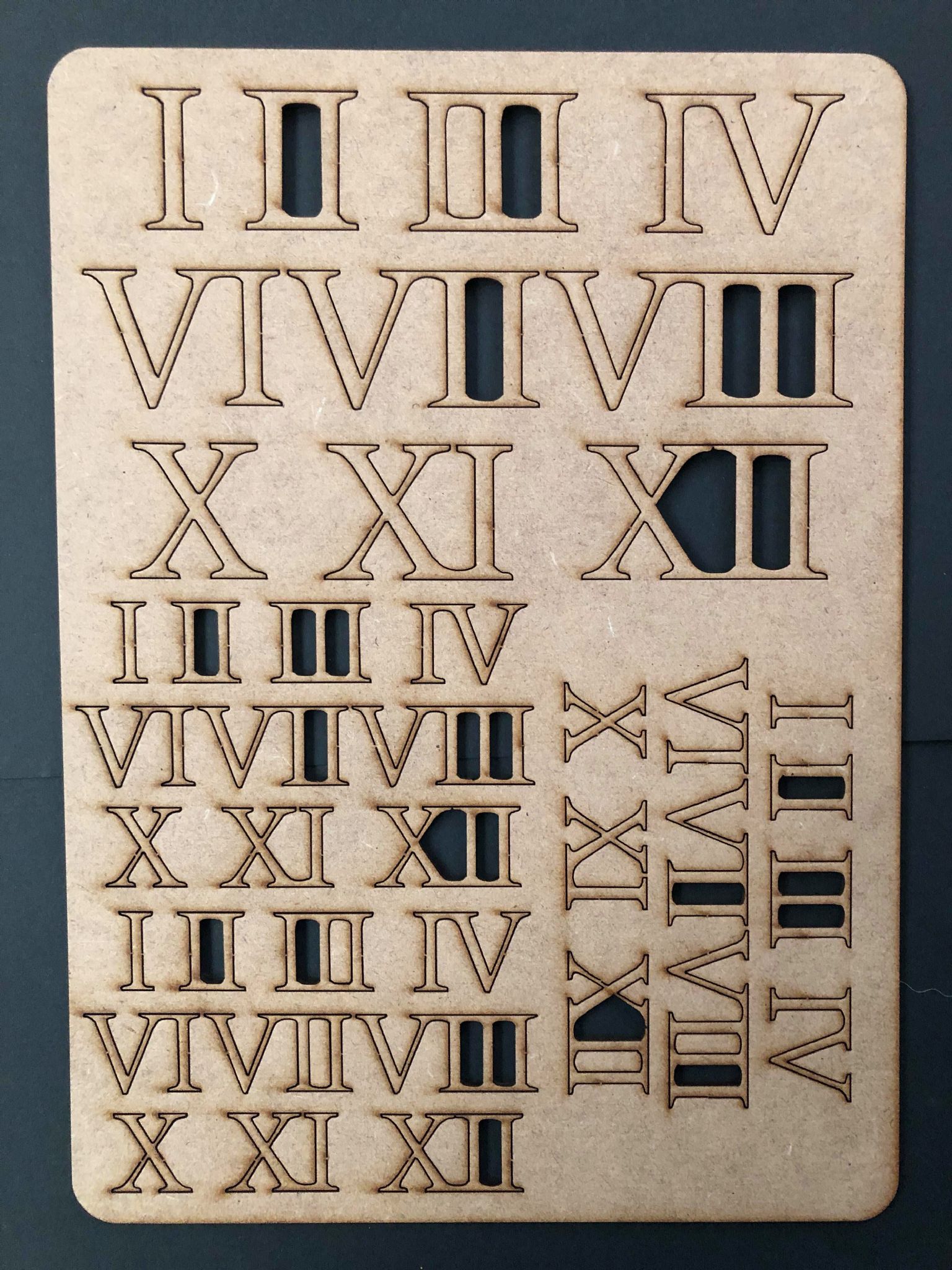Roman Numerals A4 Lasercut Embellishment Sheet
